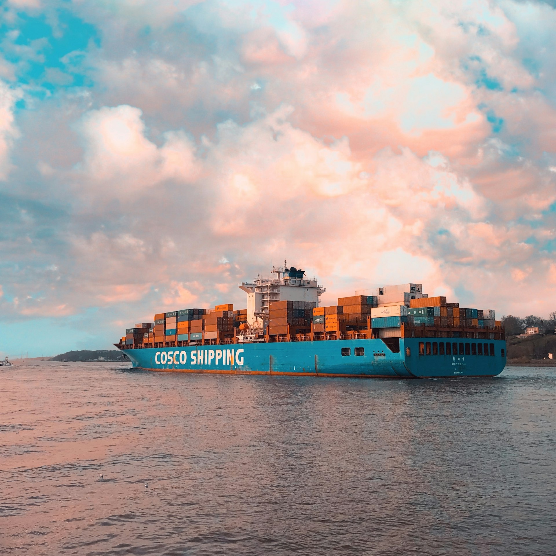 Container ship carrying goods to the European Union